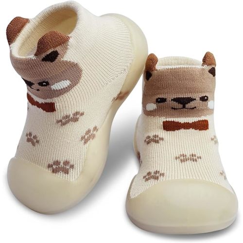 Baby Shoes Boys Girls First Walking Shoes Non Slip Soft Sole Sneakers Toddler Infant Babygirl Sock Shoes - 6-9 Months Toddler - A2-brown