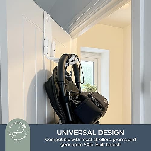 Dreambaby Strollerbuddy StrollAway Over The Door Baby Stroller Hanger – Heavy Duty Metal Hook Organizer with 50lbs Load Capacity – Model L256