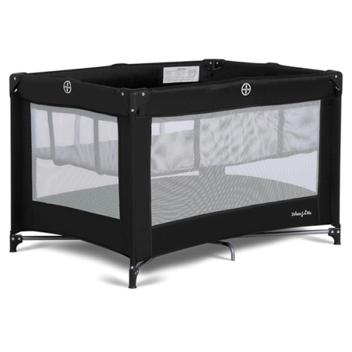Dream On Me Zazzy Portable Playard with Bassinet in Black, Lightweight Packable and Easy Setup Baby Playard with Mattress and Travel Bag