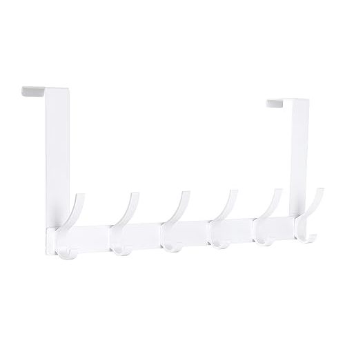 Optish Over The Door Hooks, Door Hanger Hooks for Hanging, Over The Doors Towel Racks for Bathroom with 12 Coat Hook, Coat Rack Bathroom Accessories(1 Pack, White)