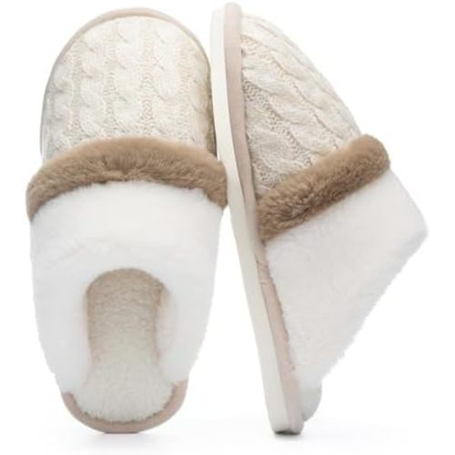 Cozy Slippers for Women Indoor and Outdoor Fuzzy House Shoes with Memory Foam Anti-Skid Sole Gifts for Women Mom Ladies