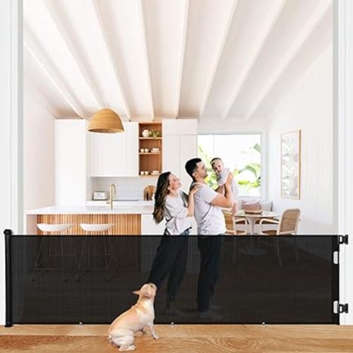 COMOMY 118" Retractable Baby Gates Extra Wide, Retractable Dog Gate for Large Openings, Extra Long Dog Gates for The House, Extra Large Mesh Pet Gate for Stairs, Doorways, Hallways, Indoor&Outdoor