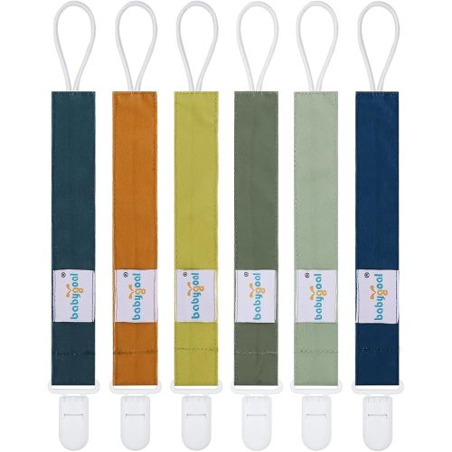 babygoal Neutral Pacifier Clips, 6 Pack Binky Paci Holder Leashes Fits for Most Pacifiers and Binkies