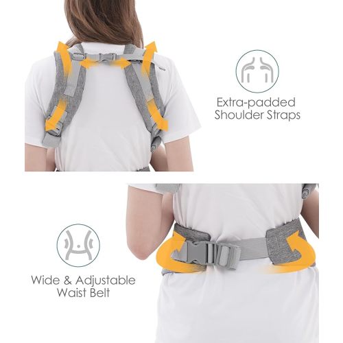 CenVen Advanced 4 in 1 Baby Carrier, Ergonomic, Convertible, Face-in and Face-Out Front and Back Carry for Newborn to Toddler with Enhanced Lumbar Support (8-32 Lb) - Grey