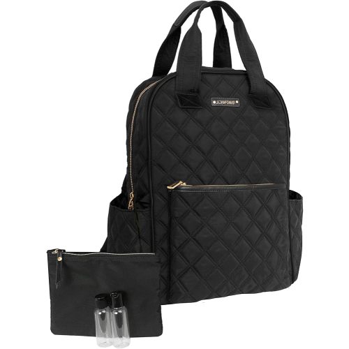 Joan & David 18 Inch Diamond Quilted Nylon Workbook Backpack (Black)