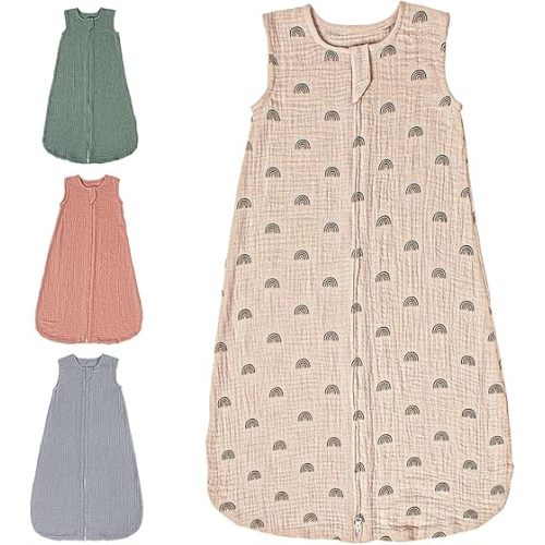 PRIMLECT Baby Sleep Sack 12-18 Months, Muslin Baby Wearable Blanket,2-Way Zipper Toddler Sleeping Sack, Light & Breathable Sleep Sacks 0.5 TOG
