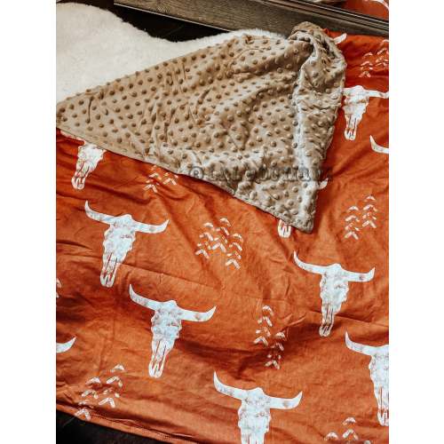 Minky Rust Steer Baby Blanket