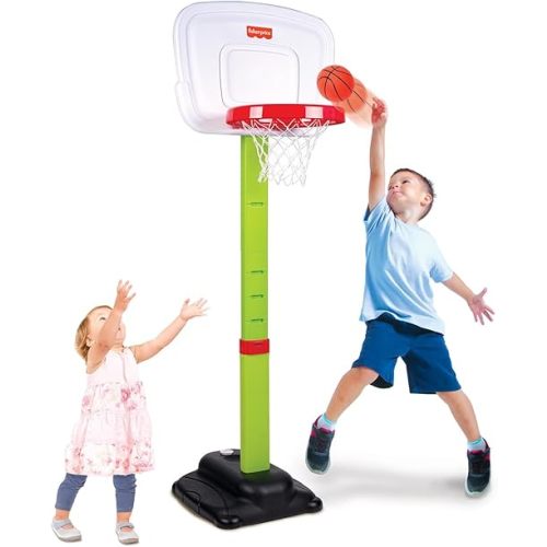 Fisher-Price®Hoops-Basketball, Sturdy & Durable, Kids Shoot Hoops, Basketball Games, Easy Assembly, Adjustable Heights, Ages 1.5+