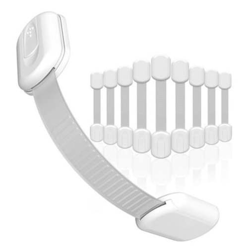 Baby Locks (10-Pack) - Childproof Cabinet Safety Straps, 3M Adhesive, No Screws, Kitchen & Toilet Safe