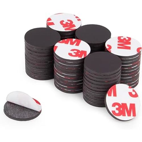 Round Magnets with Adhesive Backing, 30 Pieces 3M Strong Adhesive Magnet Dots (Diameter 0.8’’ x 0.08”) Anisotropic Circle Magnets for DIY, Art Projects, whiteboards & Fridge