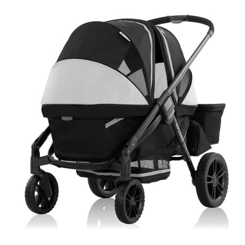 Evenflo Pivot Xplore Dreamz All-Terrain Stroller Wagon with Bassinet Insert (Jetsetter Black)