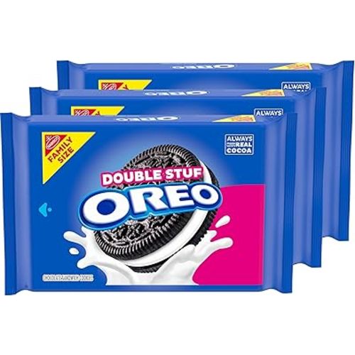 OREO Double Stuf Chocolate Sandwich Cookies, Family Size, 3 Packs