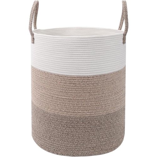 Large Laundry Hamper, Woven Rope Basket with Sturdy Handles-Brown