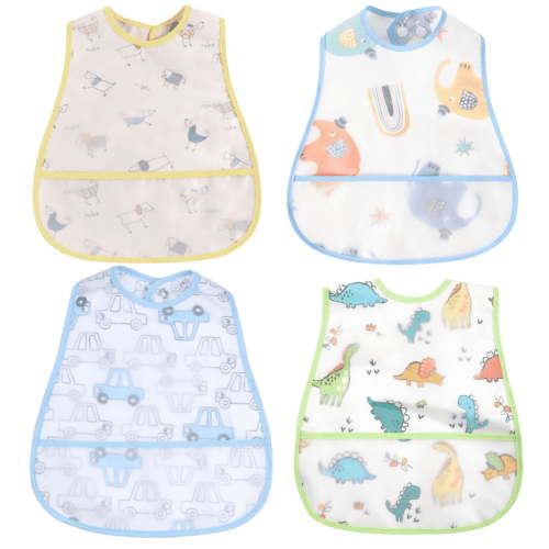 Baby bibs Waterproof Toddler bib - Feeding bib with Pocket for Infant Boy Girl Washable 6-36M