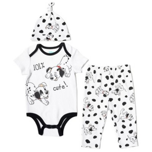 Disney The Aristocats Bambi Disney Classics 101 Dalmations Marie Baby Girls Bodysuit Pants and Headband 3 Piece Outfit Set Newborn to Infant, Color: White, Size: 6-9 months