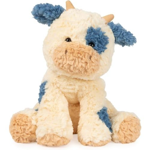 GUND Cozys Collection Cow, Stuffed Animal for Ages 1 and Up, Spring Decor Plush Toy, Cream/Blue, 10”