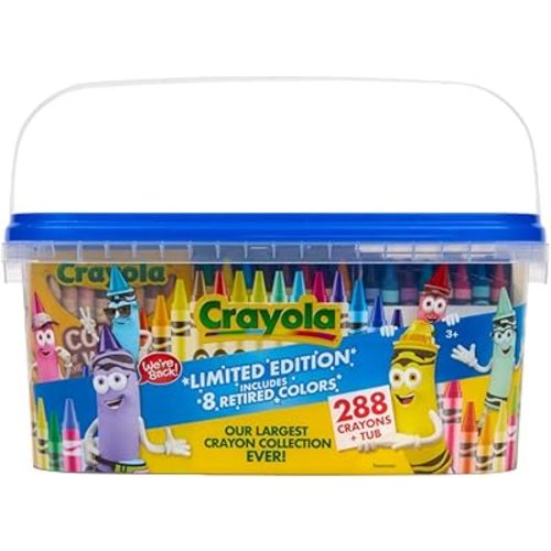 Crayola Crayon Tub - Limited Edition Colors (288ct), Bulk Crayons for Kids, Must Have Classroom Art Supplies for Preschool & Kindergarten, Bulk Classroom Essentials