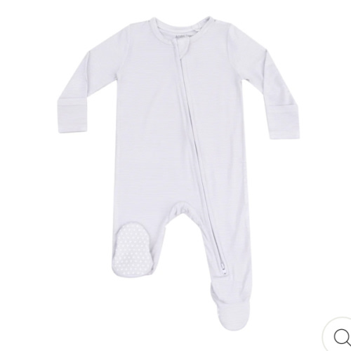2 Way Zipper Footie - Stripe Classic Grey / Vintage Elephant ABC – Angel Dear