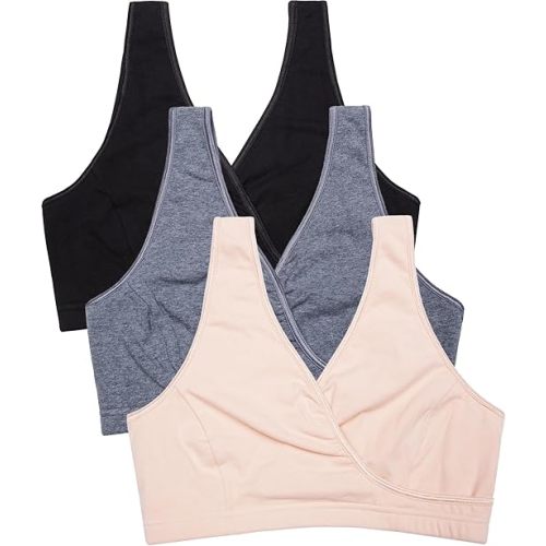 CAKYE 3 Pack Maternity Nursing Sleep Bra Breastfeeding Cotton Bralette