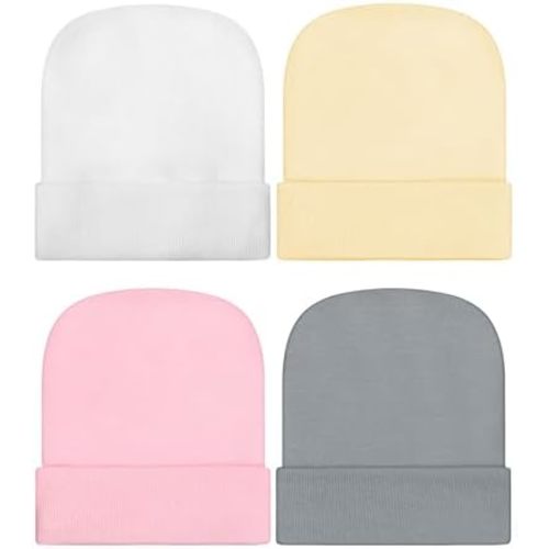 Geyoga Newborn Girl Boy Hat Newborn Beanie Stripes Hat Toddler Soft Caps Infant Cotton Knit Caps for Baby 0-6 Months