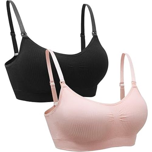 Suekaphin 2PACK Nursing Maternity Bra for pregnancy women breastfeeding comfortable Sleeping with Extenders - XX-Large - Rib a