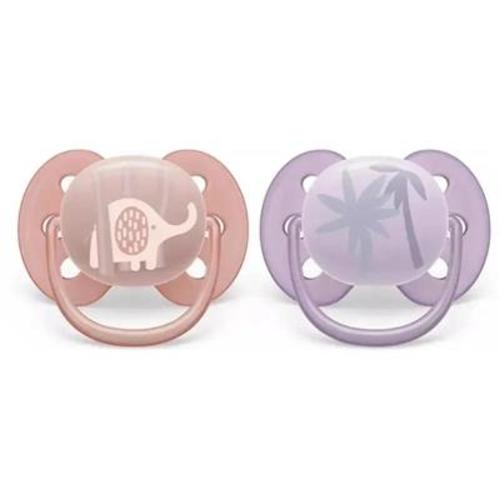 Avent - 2Pk Ultra Soft Pacifier Pink & Lavander, 0/6M