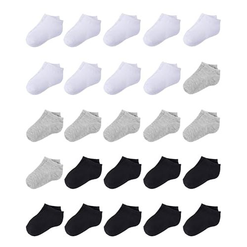 Duufin 25 Pairs Toddler Ankle Socks Low Cut Kids Half Cushion Socks Low Rise Ankle Socks for Boys and Girls