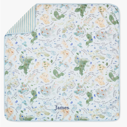 Layton Map Oversized Organic Muslin Baby Blanket