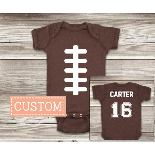 Football ONESIES ® Brand Baby Bodysuit Personalized with Name and Number on the Back Personalized Football Shirts Custom Football Jersey