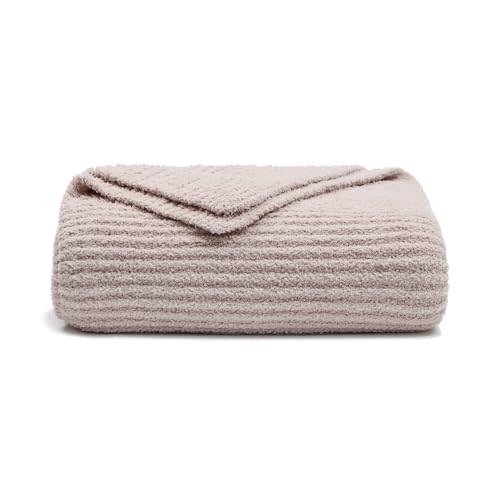 bearberry Super Soft Fluffy Throw Blanket 3D Ribbed Lightweight Cozy Warm Throw Blankets for Couch Bed Sofa All Season (Beige, 50”x60”)