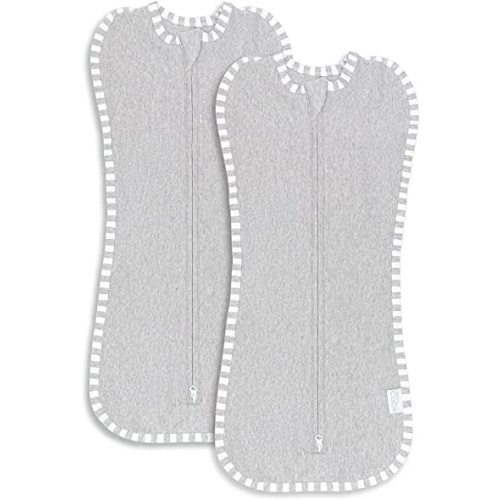 Comfy Cubs Swaddle Blanket Baby Girl Boy Easy Zipper Wrap 2 Pack Newborn Infant Sleep Sack (Large 3-6 Months, Grey)