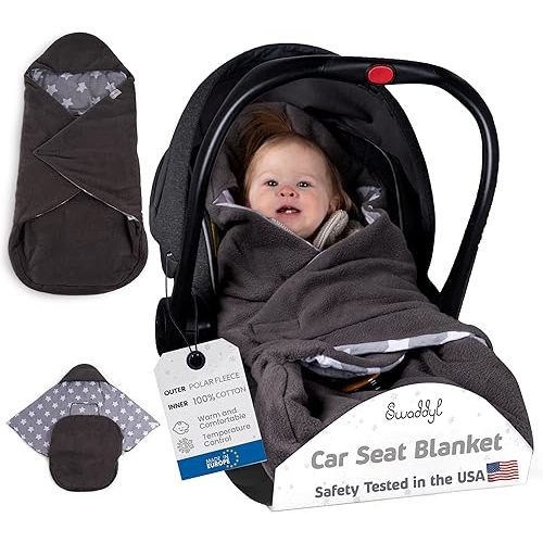 Car seat Blankets for Babies - Baby Footmuff - Carseat Swaddle Blanket - Stroller Bunting Bag for Infants - Baby Newborn Winter Gear (Grey/Stars)