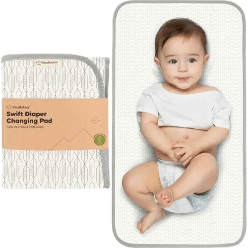 KeaBabies Portable Diaper Changing Pad, Easy Wipe Clean - Foldable Waterproof Baby Changing Mat for Diaper Bag, Compact, Lightweight, 25x13 Newborn, Infant, Baby Changer Travel Essential (Prism)