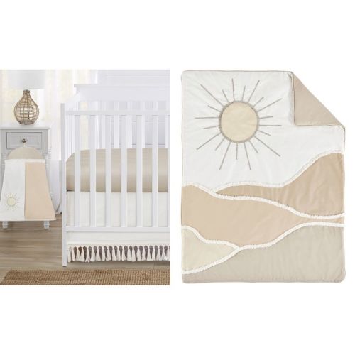 Sweet Jojo Designs Boy or Girl Gender Neutral Unisex Baby Crib Bedding Set - Desert Sun Taupe and Ivory 4pc