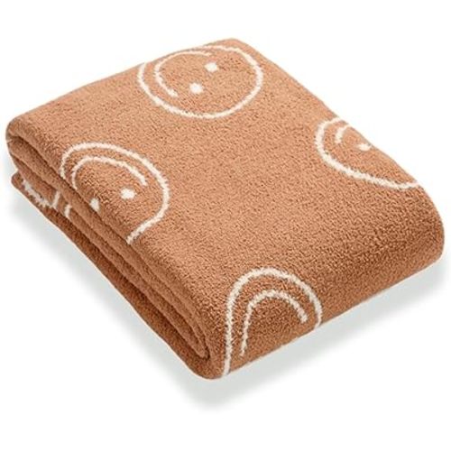 Baby Throw Blankets with Smiley Faces Soft Cozy Warm Blanket for Bed Sofa Travel (Smile,Orange,28"x40")