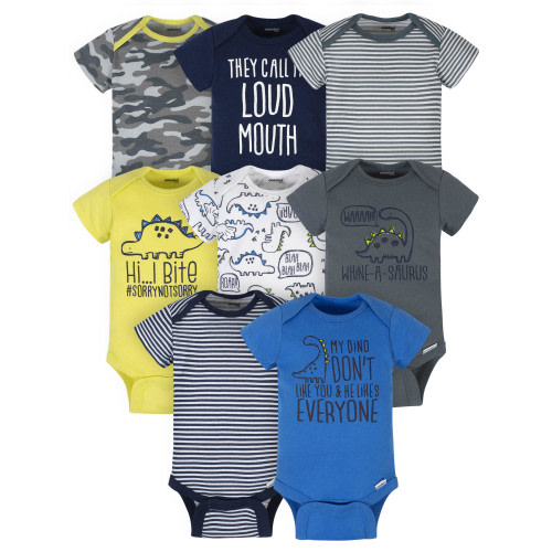 Onesies® Brand Baby Boy Short Sleeve Onesies Bodysuits, 8-Pack, Sizes Newborn-12M