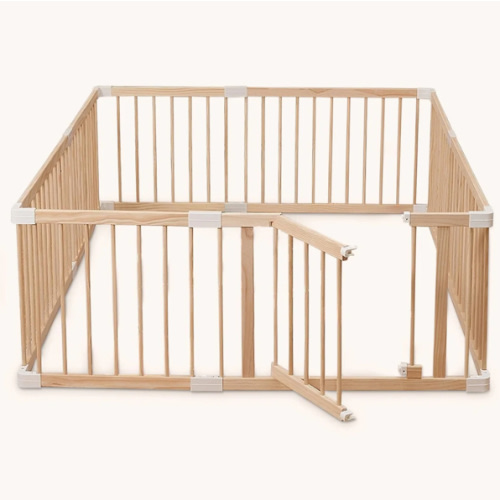 HARPPA Wooden Baby Gate Playpen | Non-Toxic Foldable DIY Adjustable Play Yard for Infants & Toddlers – Natural Finish Baby Fence for Small & Large Spaces