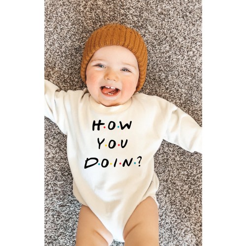 How You Doin Joey Friends Oversized Baby Sweater Bubble Romper