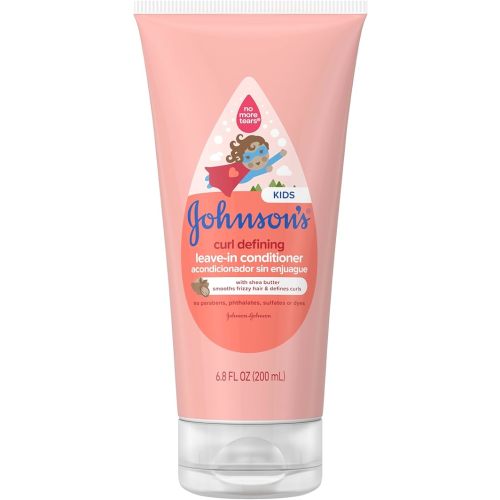 Johnson's Kids Curl Defining Leave-In Conditioner + Shea Butter, Tear-Free, Paraben-, Sulfate- & Dye-Free, Hypoallergenic & Gentle for Toddlers' Haircare, Bath Essentials, 6.8 fl. oz