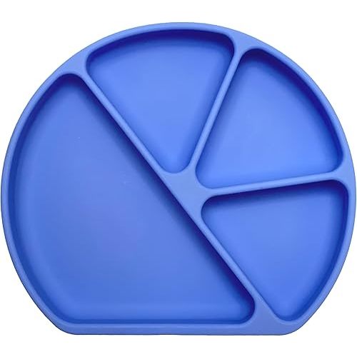 otterlove Silicone Baby Plate with Suction Base - 100% Platinum Pure LFGB Silicone with NO Fillers - BPA Free - Fits Most Highchair Trays (4 Section Divided Plate + Cover - Veri Peri)
