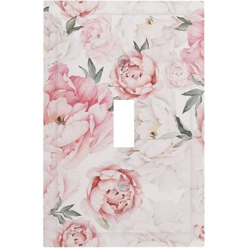 Watercolor Floral 1 Gang Light Switch Cover Single Toggle Wall Plate Decorative Faceplate Electrical Switchplate for Living Room Bathroom Kitchen Home Decor