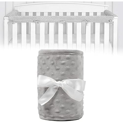 3-Pcs Edge Guard Set, Corner Safety Kit, Crib Rail Covers for Teething (Gray Bubble Velvet)