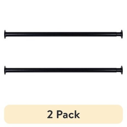 (2 pack) Better Homes & Gardens 33–60" Steel Adjustable Closet Rod for Adult, Black