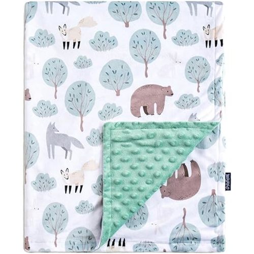 QSTEHEML Baby Blanket for Boys Girls Super Soft Blanket,Fluffy Warm Lightweight Baby Receiving Blankets,Double Layer with Dotted Backing for Toddler Nursery (Bear, 30 * 40inch)