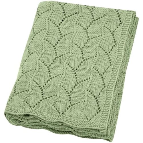 Baby Blanket 100% Cotton Soft Breathable Knit Cellular Receiving Swaddle for Newborn Infant Boy Girl, Green 30"x 40"