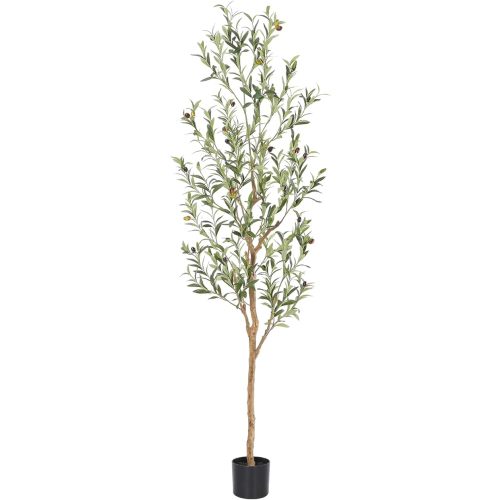 Faux Olive Tree 6ft,Olive Trees Artificial Indoor with Natural Wood Trunk and Realistic Leaves and Fruits. 6 Feet(72in) Fake Olive Tree for Home House Office Décor.