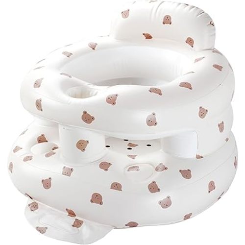 Upgraded Inflatable Baby Seat with Guardrail, Waterproof Sit Me Up Floor Seat for Baby, Portable Built-in Air Pump Infant Sitting Support Chair for Babies 3 Months Up for Home and Travel