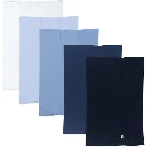 HonestBaby Organic Cotton Knit Burp Cloths Multipack, 5-Pack Ombre Blues, One Size