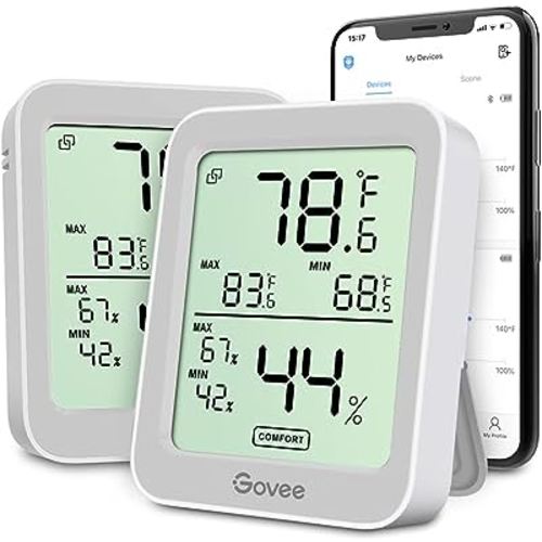 Govee Thermometer Hygrometer, Accurate Indoor Temperature Humidity Sensor with Notification Alert, LCD