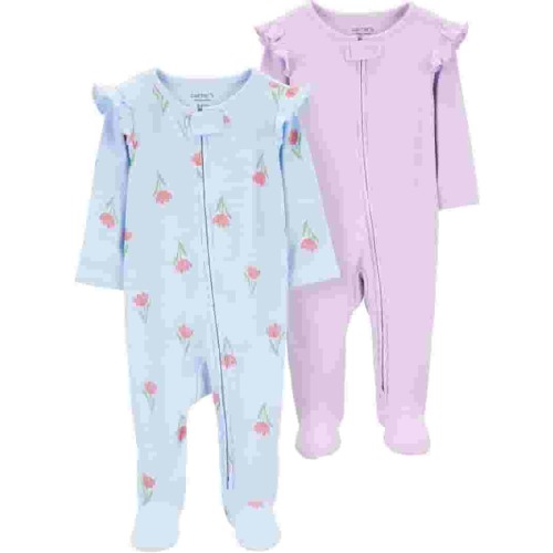 Carter's Child of Mine Baby Girl Sleep n Play 2-Pack Preemie-6/9 Months Snug Comfy